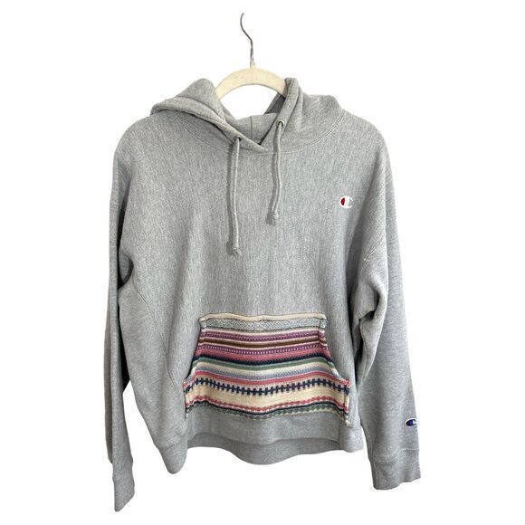 VTG Champion Hoodie Mens Large Reverse Weave Aztec Southwestern Print 90s Warm - Picture 1 of 8